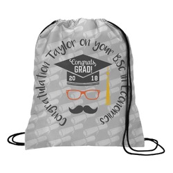 Hipster Graduate Drawstring Backpack - Medium (Personalized)