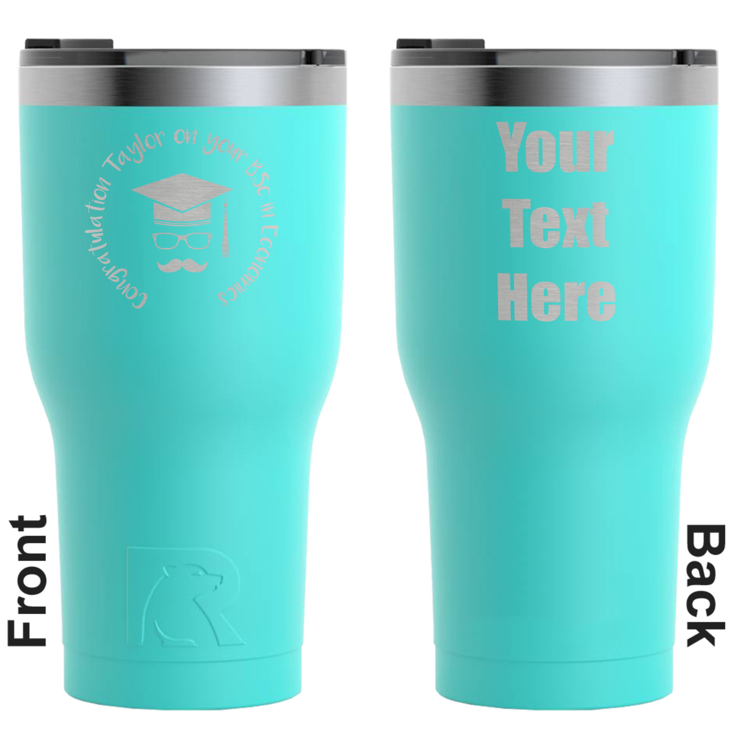 Hipster Graduate RTIC Tumbler - Teal - Engraved Front & Back ...