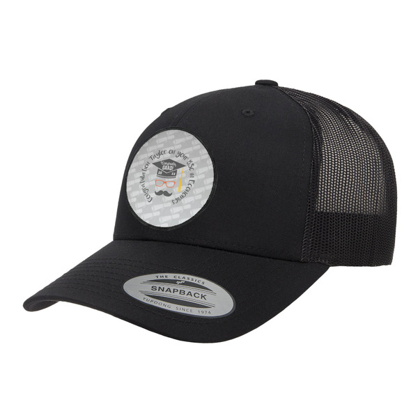 Custom Hipster Graduate Trucker Hat - Black (Personalized)