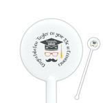 Hipster Graduate 5.5" Round Plastic Stir Sticks - White - Double Sided (Personalized)