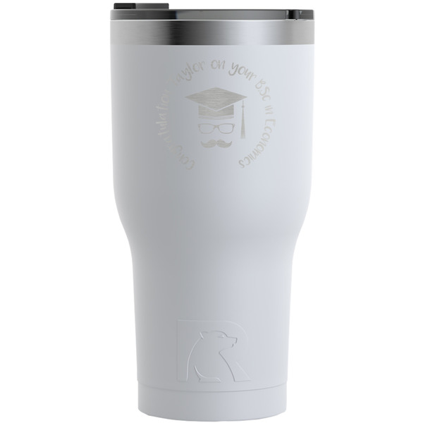 Custom Hipster Graduate RTIC Tumbler - White - Engraved Front (Personalized)