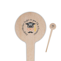 Hipster Graduate 4" Round Wooden Food Picks - Single Sided (Personalized)