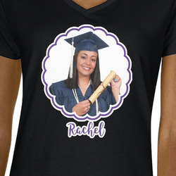 Graduation Women's V-Neck T-Shirt - Black (Personalized)