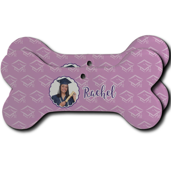 Custom Graduation Ceramic Dog Ornament - Front & Back w/ Photo