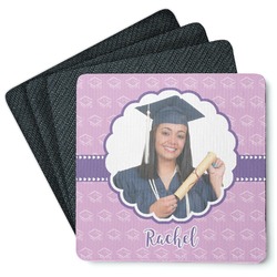 Graduation Square Rubber Backed Coasters - Set of 4 (Personalized)