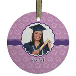 Graduation Flat Glass Ornament - Round w/ Photo