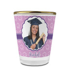 Graduation Glass Shot Glass - 1.5 oz - with Gold Rim - Set of 4 (Personalized)