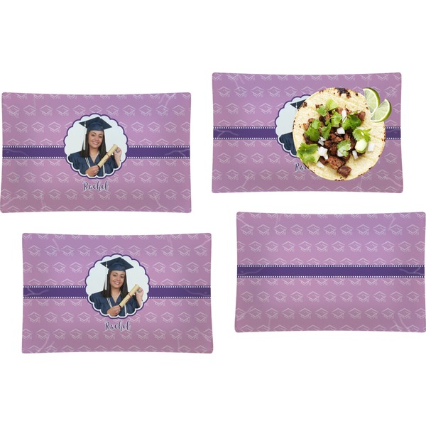 Custom Graduation Set of 4 Glass Rectangular Lunch / Dinner Plate (Personalized)