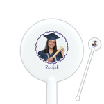Graduation 5.5" Round Plastic Stir Sticks - White - Single Sided (Personalized)