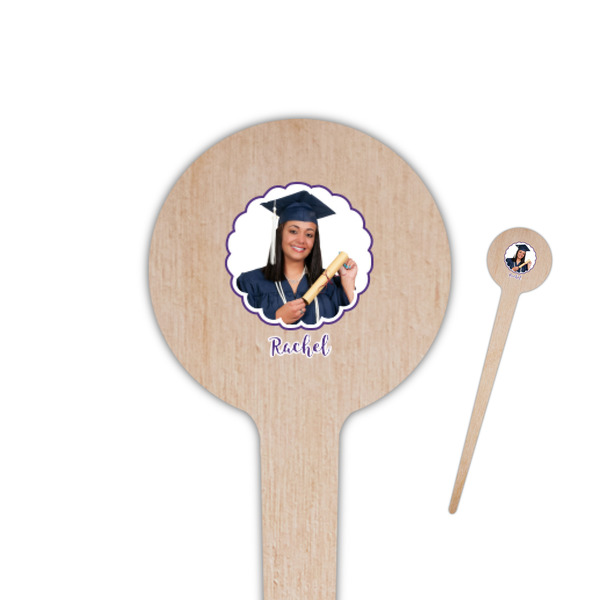 Custom Graduation 4" Round Wooden Food Picks - Double Sided (Personalized)