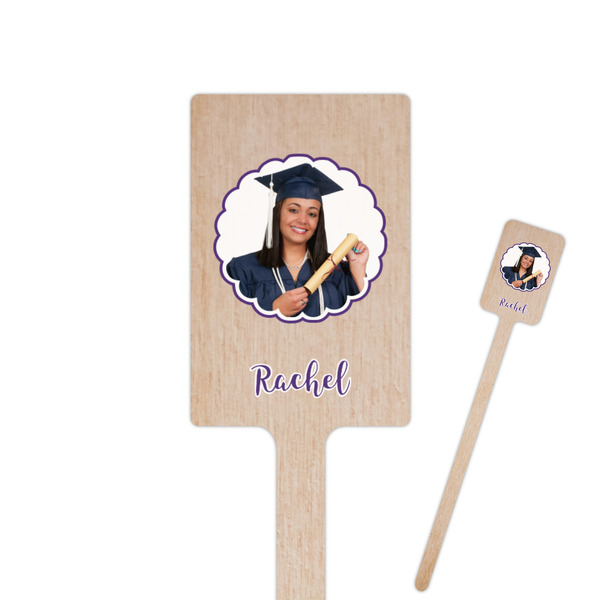 Custom Graduation 6.25" Rectangle Wooden Stir Sticks - Single Sided (Personalized)