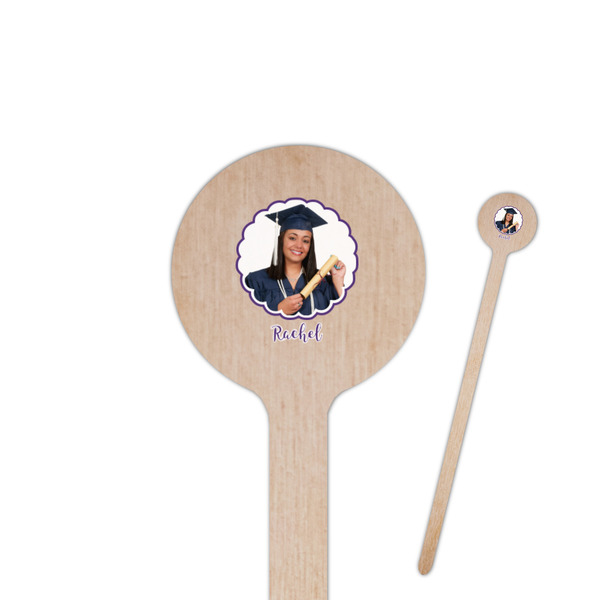 Custom Graduation 7.5" Round Wooden Stir Sticks - Double Sided (Personalized)