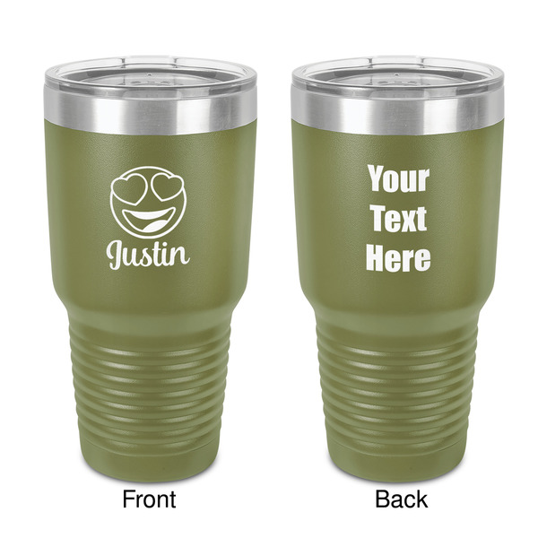 Custom Emojis 30 oz Stainless Steel Tumbler - Olive - Double-Sided (Personalized)