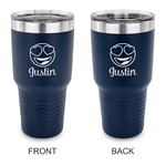 Emojis 30 oz Stainless Steel Tumbler - Navy - Double Sided (Personalized)