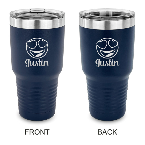 Custom Emojis 30 oz Stainless Steel Tumbler - Navy - Double Sided (Personalized)