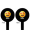 Emojis Black Plastic 4" Food Pick - Round - Double Sided - Front & Back