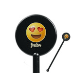 Emojis 5.5" Round Plastic Stir Sticks - Black - Double Sided (Personalized)