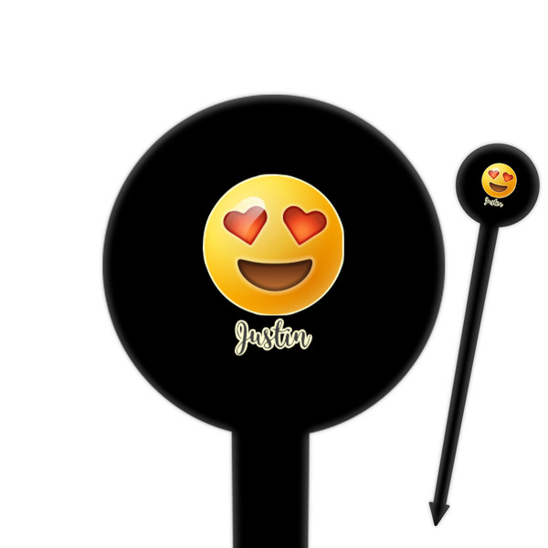 Custom Emojis 6" Round Plastic Food Picks - Black - Single Sided (Personalized)