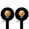 Emojis Black Plastic 6" Food Pick - Round - Double Sided - Front & Back