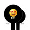 Emojis Black Plastic 6" Food Pick - Round - Single Sided - Front & Back