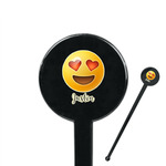 Emojis 7" Round Plastic Stir Sticks - Black - Single Sided (Personalized)