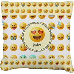 Emojis Faux-Linen Throw Pillow (Personalized)