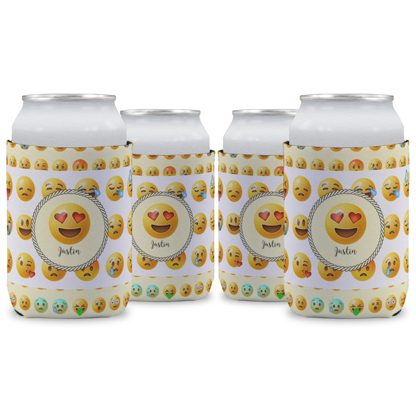 Custom Emojis Can Cooler (12 oz) - Set of 4 w/ Name or Text