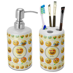 Emojis Ceramic Bathroom Accessories Set (Personalized)