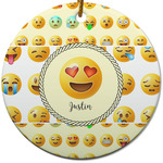 Emojis Round Ceramic Ornament w/ Name or Text