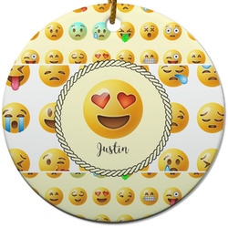Emojis Round Ceramic Ornament w/ Name or Text