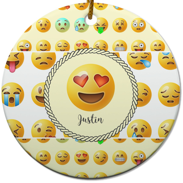 Custom Emojis Round Ceramic Ornament w/ Name or Text