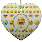 Emojis Heart Ceramic Ornament w/ Name or Text