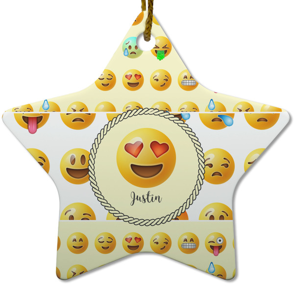 Custom Emojis Star Ceramic Ornament w/ Name or Text