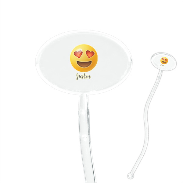 Custom Emojis 7" Oval Plastic Stir Sticks - Clear (Personalized)