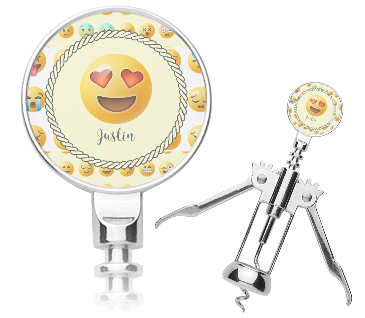 Emoji Sunglasses Photo Glass / Bottle Cap Retractable ID Badge