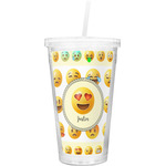 Emojis Double Wall Tumbler with Straw (Personalized)