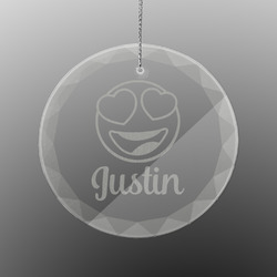 Emojis Engraved Glass Ornament - Round (Personalized)