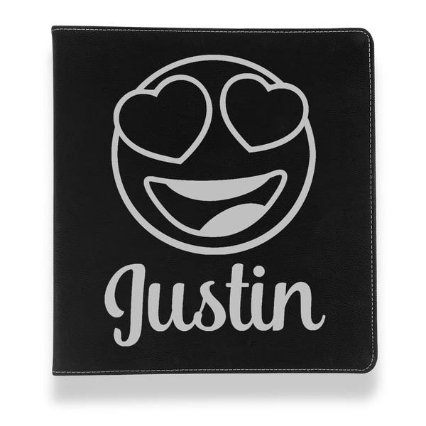 Custom Emojis Leather Binder - 1" - Black (Personalized)