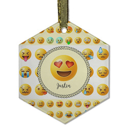 Emojis Flat Glass Ornament - Hexagon w/ Name or Text