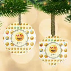 Emojis Flat Glass Ornament w/ Name or Text