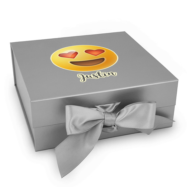 Custom Emojis Gift Box with Magnetic Lid - Silver (Personalized)