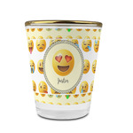 Emojis Glass Shot Glass - 1.5 oz - with Gold Rim - Set of 4 (Personalized)