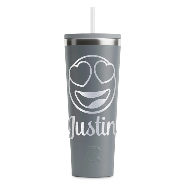 Custom Emojis RTIC Everyday Tumbler with Straw - 28oz - Grey - Single-Sided (Personalized)