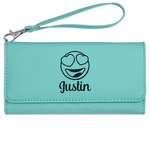 Emojis Ladies Leatherette Wallet - Laser Engraved- Teal (Personalized)