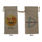 Emojis Large Burlap Gift Bag - Front & Back (Personalized)