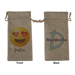 Emojis Large Burlap Gift Bag - Front & Back (Personalized)