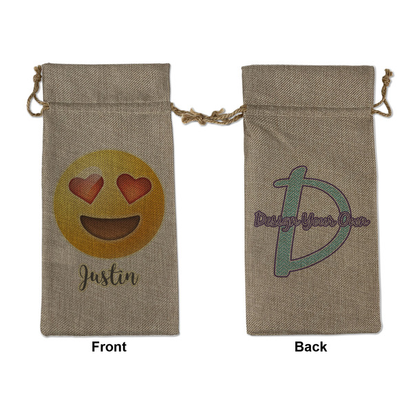 Custom Emojis Large Burlap Gift Bag - Front & Back (Personalized)