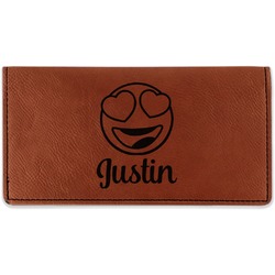 Emojis Leatherette Checkbook Holder - Double Sided (Personalized)