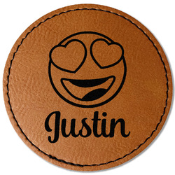 Emojis Faux Leather Iron On Patch - Round (Personalized)