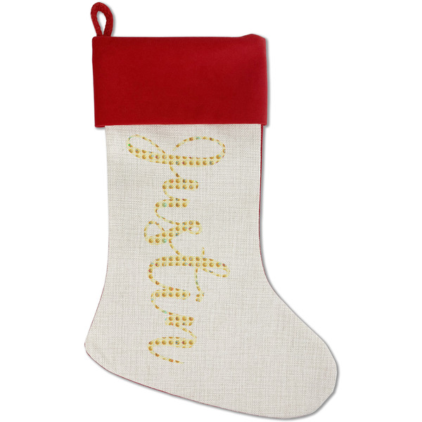 Custom Emojis Red Linen Stocking (Personalized)